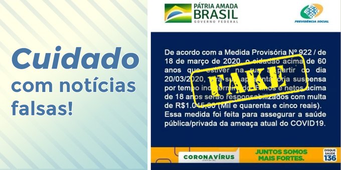 FAKE: notícia de que aposentadoria de idosos que estiverem na rua será suspensa é falsa